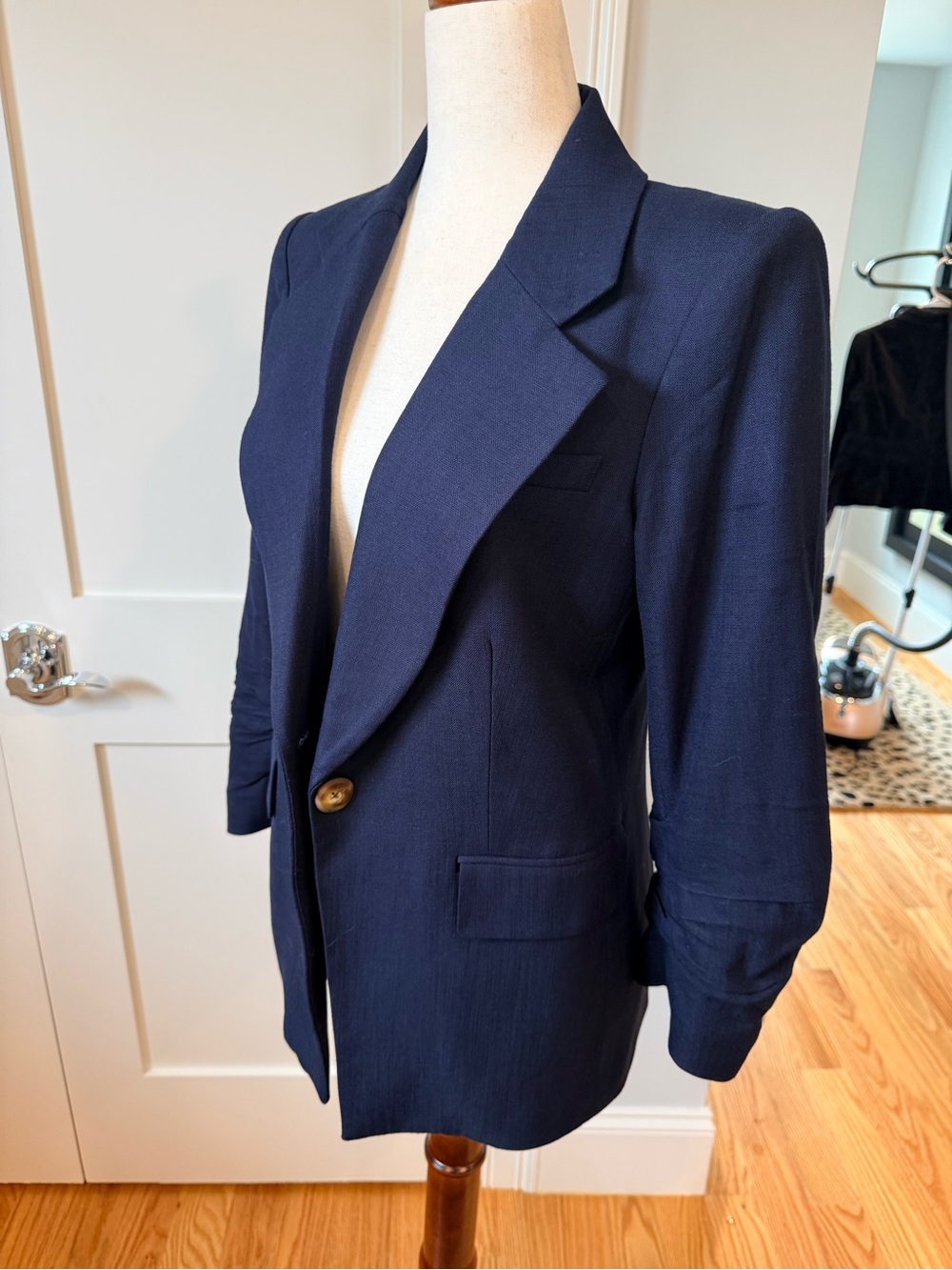 Veronica Beard Battista Navy Single-Button Tailored Dickey Blazer - Picture 14 of 16